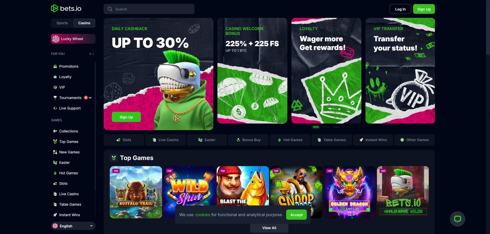 Bets.io homepage