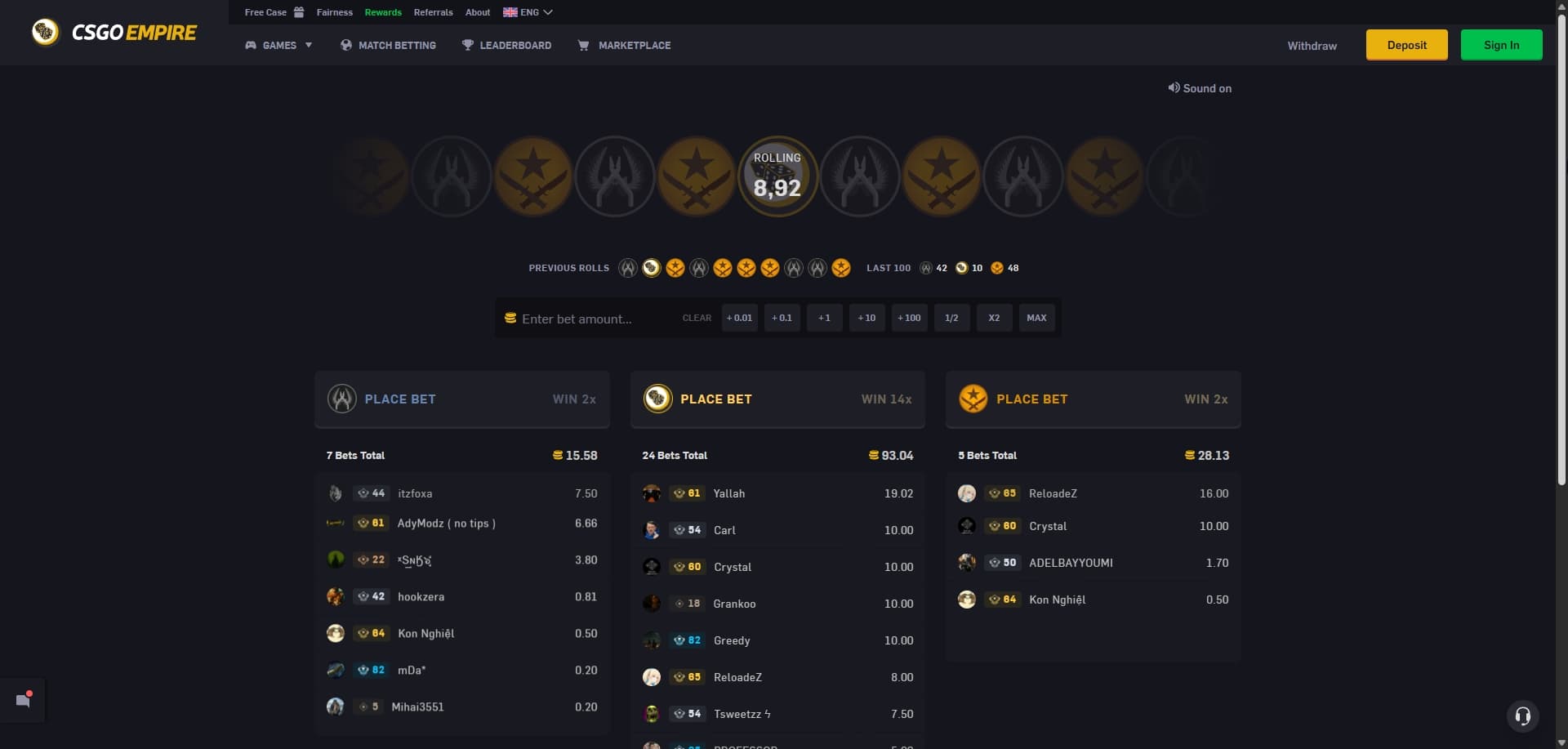 CSGOEmpire homepage
