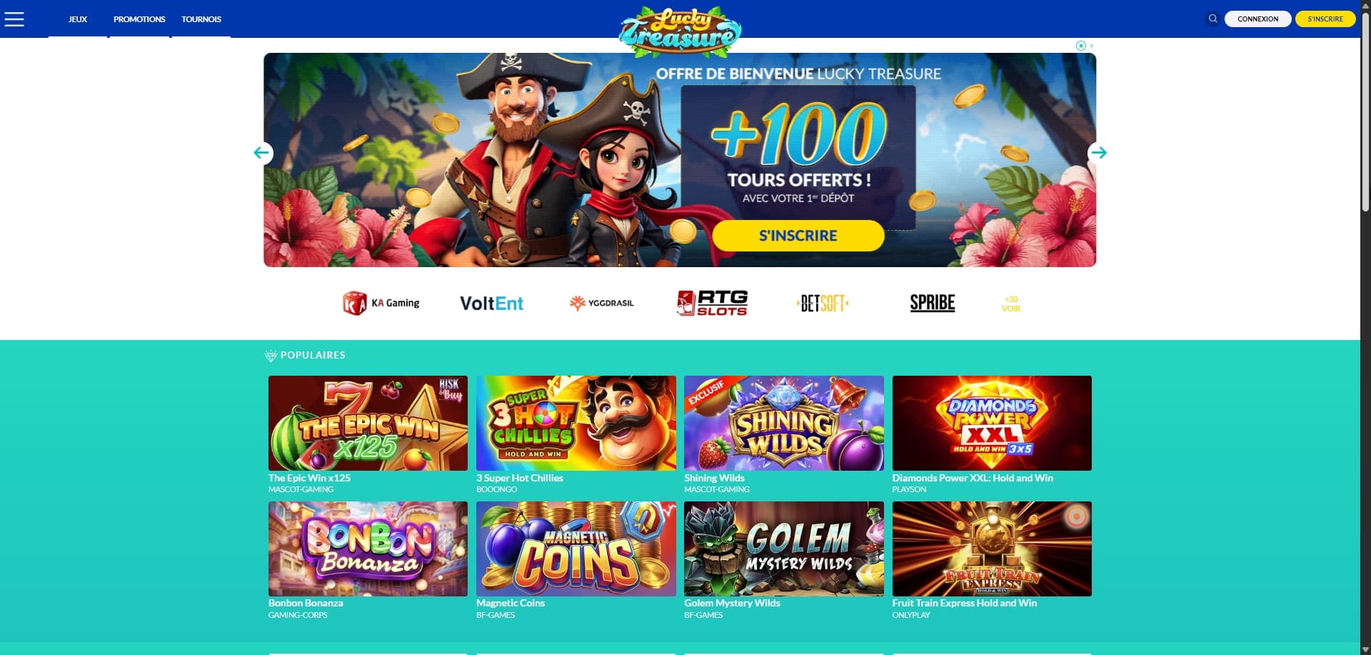 Lucky Treasure homepage